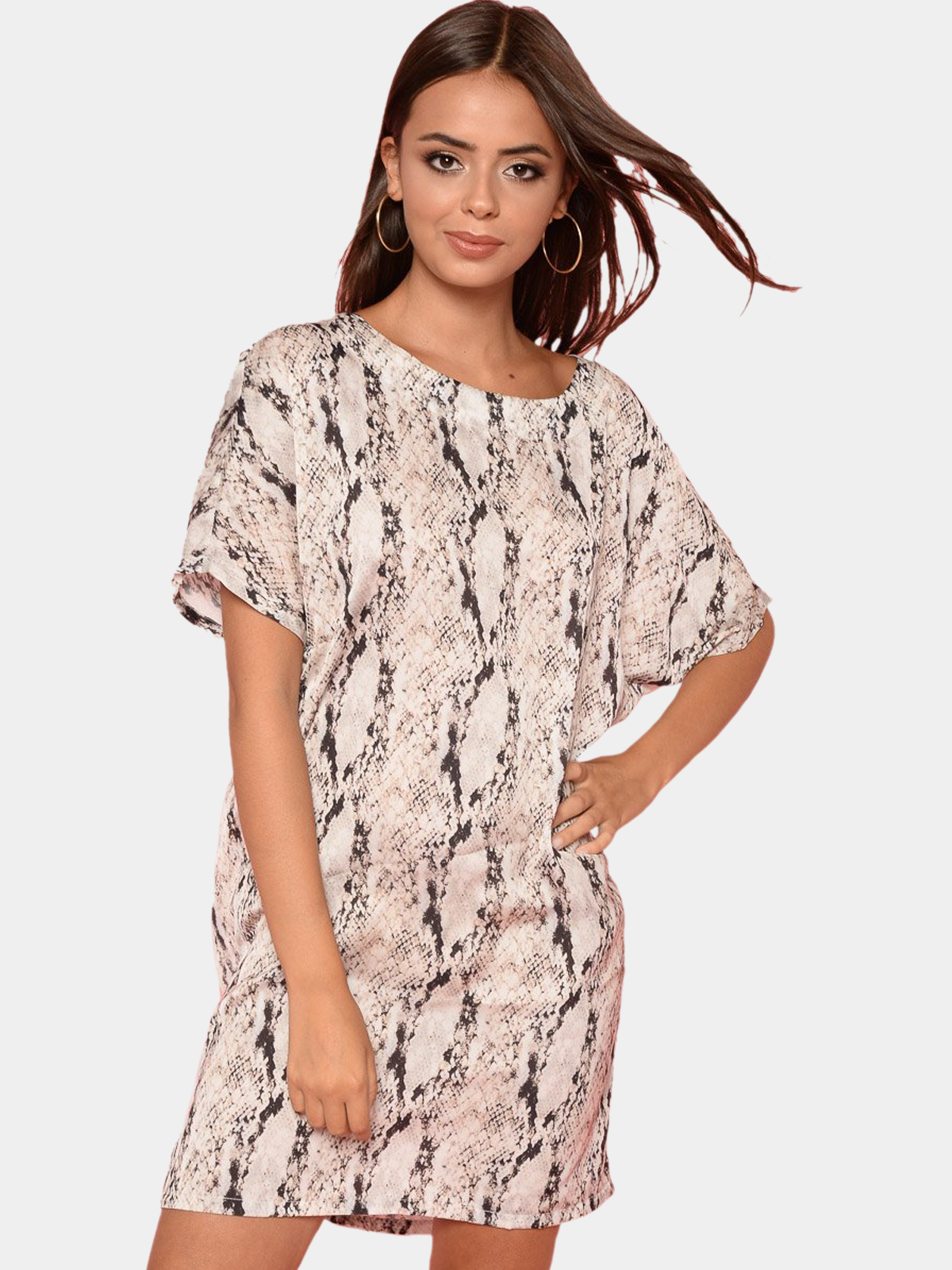 Oversized Snake Print T Shirt Dress