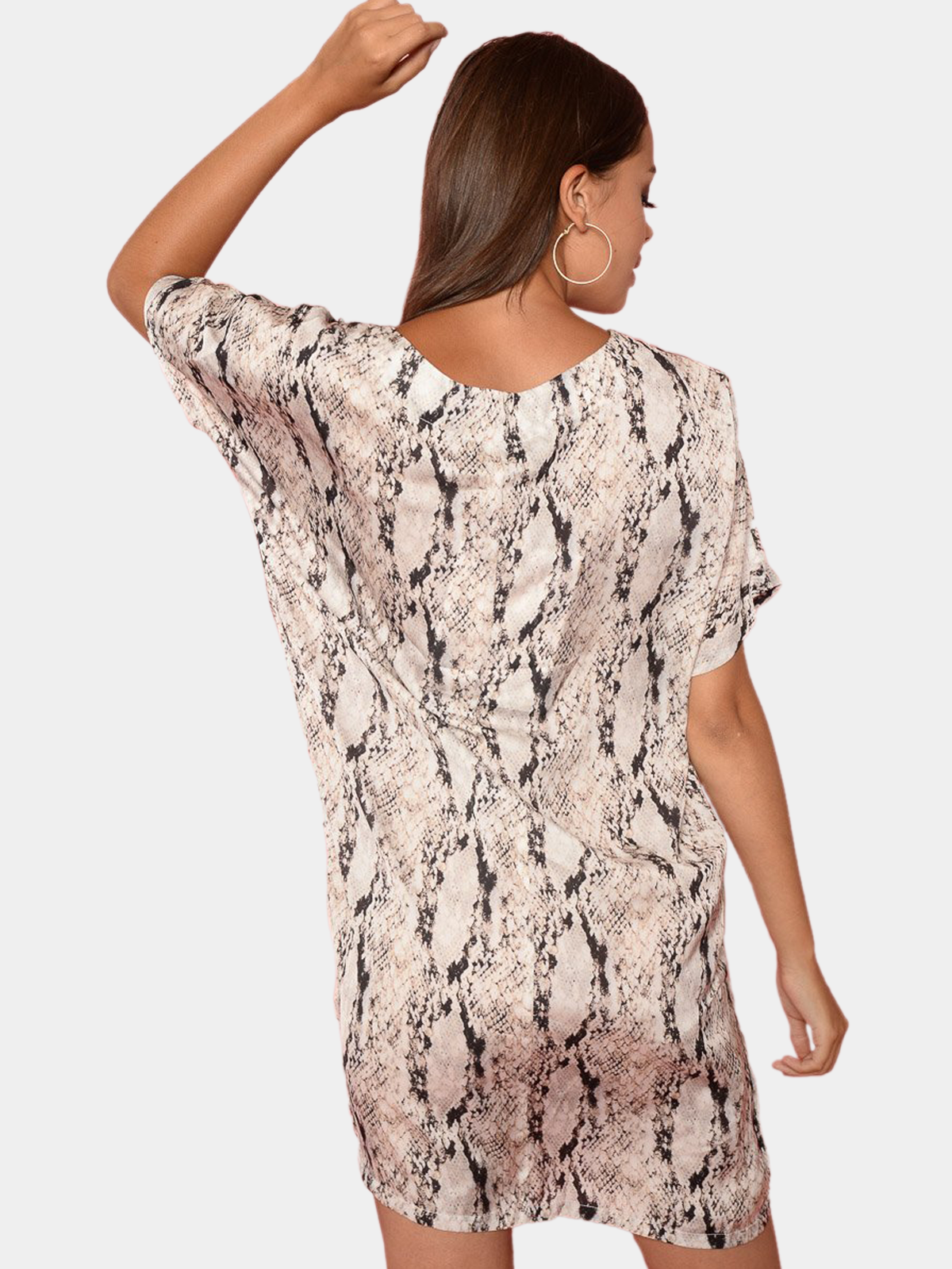 Oversized Snake Print T Shirt Dress